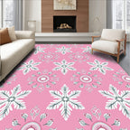 Pink Floral Snowflake Medallion Repeat Rug