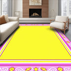 Pink Golden Yellow Floral Border Rug