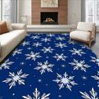 Midnight Blue Snowflake Collage Rug