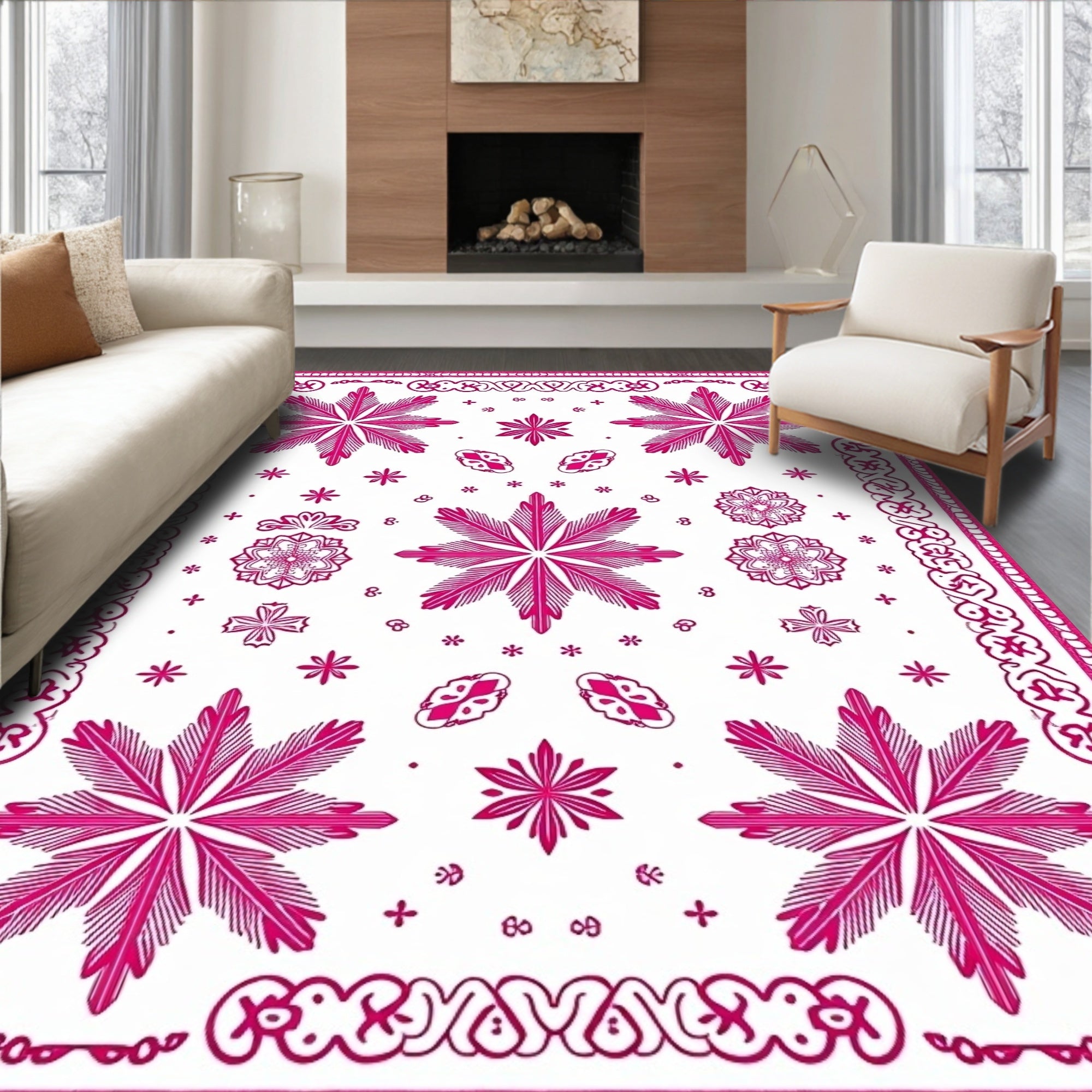 Bold Magenta Floral Starburst Rug