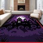Haunted House Purple Moonscape Silhouette Rug