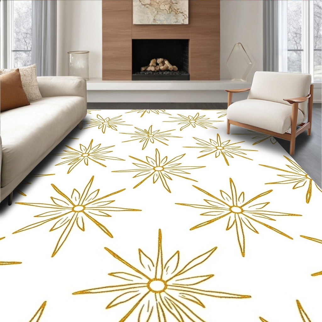 Golden Starburst Floral Medallion Rug