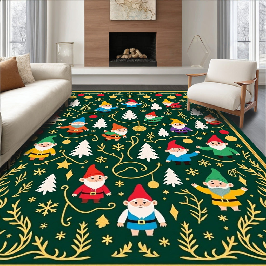 Green Gnome Christmas Holiday Garland Rug