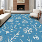 Winter Blue White Snowflake Branches Rug