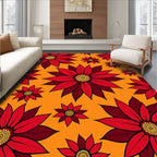 Radiant Red Floral Burst Rug