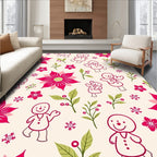 Pink Gingerbread Characters Floral Mix Rug