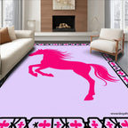 Bright Pink Galloping Horse Border Rug