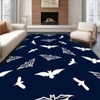 Dark Navy White Flying Bats Rug