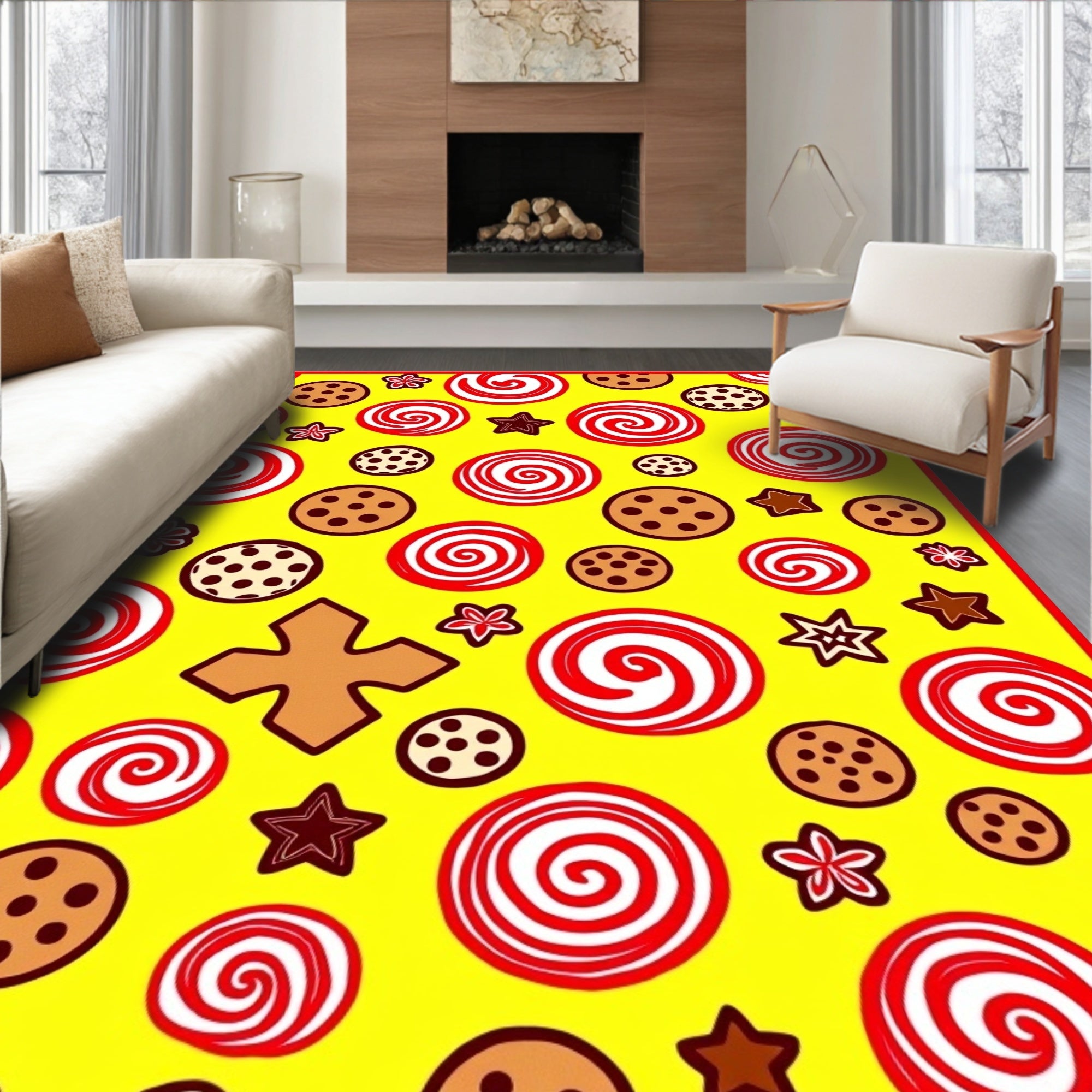 Sweet Cookie and Swirl Yellow Rug