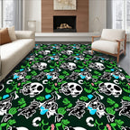 Dark Skull Floral Vine Whimsical Rug