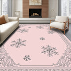 Winter Wonderland Snowflake Pink Rug
