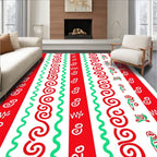 Red Green White Abstract Stripe Rug