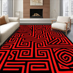 Bold Red Maze Labyrinth Rug
