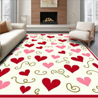 Vibrant Red Pink Heart Swirls Rug