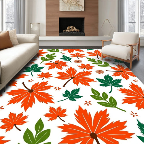 Autumn Maple Leaf Botanical All Over Rug