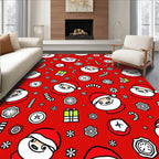 Cute Santa Claus Snowflake Candy Cane Christmas Rug