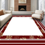 Crimson Gold Snowflake Border Rug