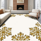 Golden Starburst Snowflake Border Rug