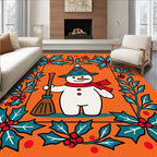 Retro Snowman Holly Frame Rug