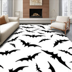 Black Bat Swarm Halloween Decor Rug