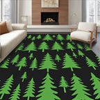 Forest Green Evergreen Trees Background Rug