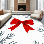 Crimson Red Bow Snowflakes Rug