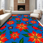Bright Red Cardinal Floral Meadow Rug