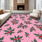 Pink Green Red Berry Foliage Rug