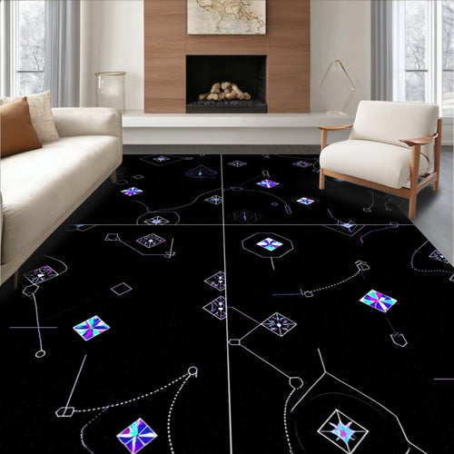 Abstract Geometric Crystal Nebula Swirl Rug