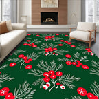 Crimson Berry Branches Green Repeat Rug