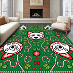 Festive Green Dog Candy Cane Collage Rug
