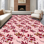 Crimson Berry Leaf Scatter Rug