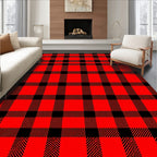 Classic Red Black Plaid Lumberjack Check Rug