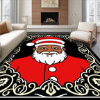 Festive Black Santa Portrait Frame Rug