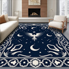 Celestial Phoenix Moon Stars Navy Rug