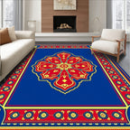 Bold Red Yellow Flower Medallion Rug