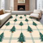 Green Pine Trees Plaid Backdrop Rug