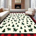 Rustic Red Buffalo Plaid Moose Forest Rug