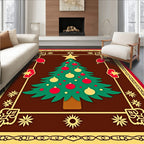 Festive Christmas Tree Red Gold Collage Rug