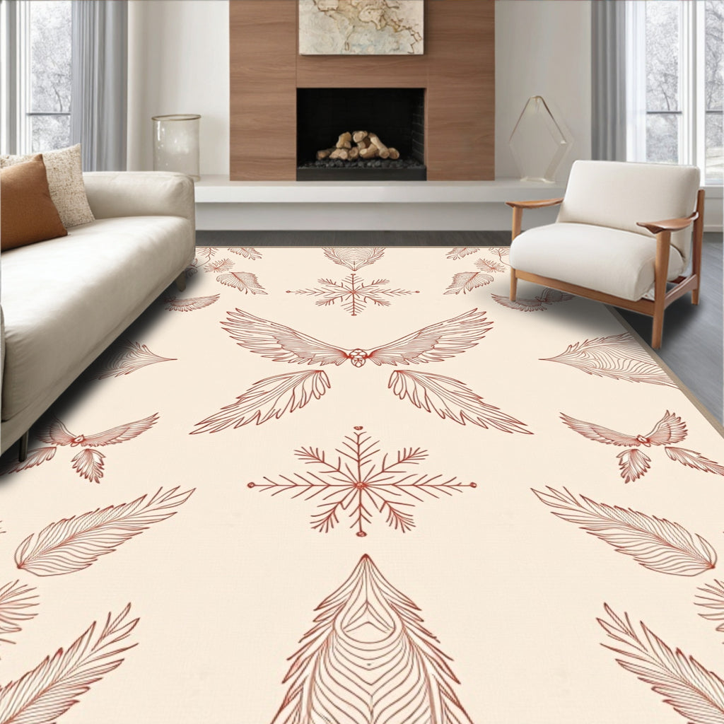 Crimson Wings and Feathers Snowflake Rug