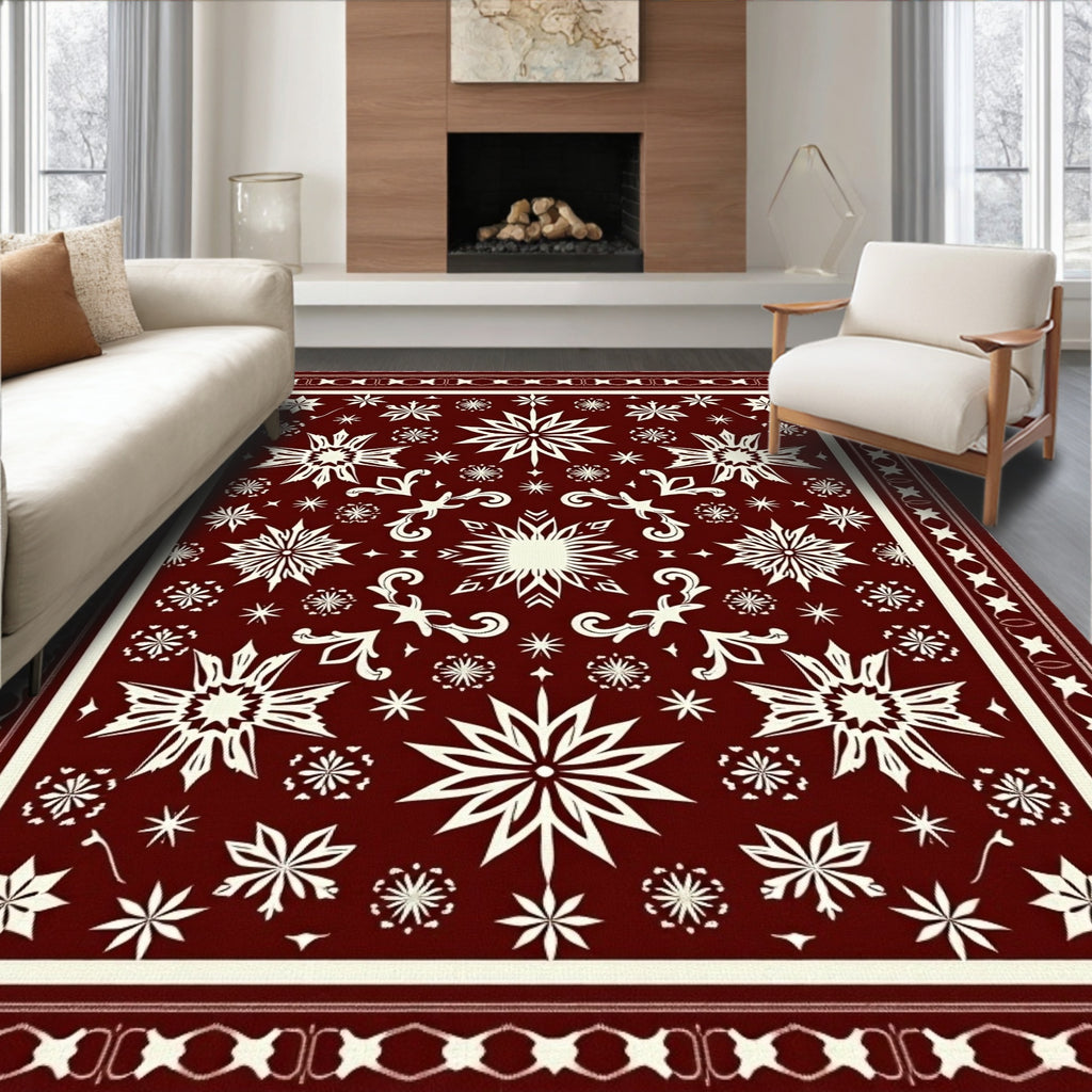 Crimson Snowflake Star Medallion Rug