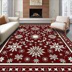 Crimson Snowflake Star Medallion Rug
