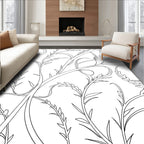 White Delicate Botanical Vine Rug