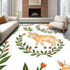 Golden Cows Orange Flower Wreath Rug