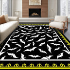 Black White Flying Bat Border Rug