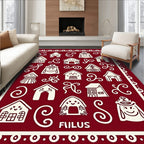 Festive White Gingerbread Houses Crimson Field Rug