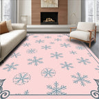Pale Pink Snowflake Scatter Border Rug