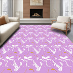 Lavender White Golden Abstract Whimsical Flourish Rug