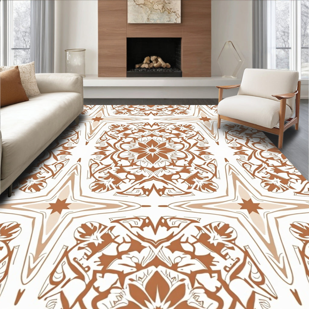 Terracotta Floral Medallion Star Rug