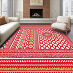 Red White Sunburst Medallion Stripes Rug